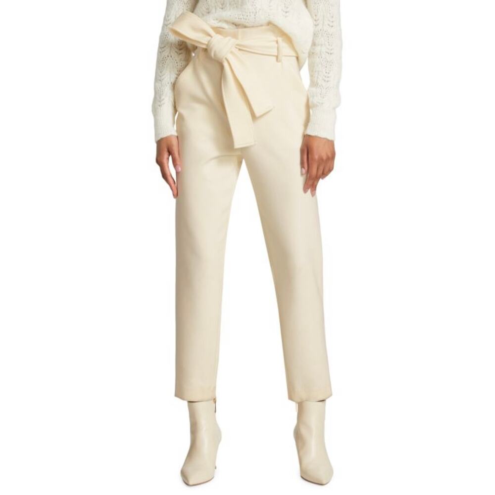 Veronica Beard Setti Slim Cropped Tie Waist High Rise Pants‎ in Ecru Size 10 NWD
